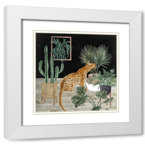 Jungle Home II White Modern Wood Framed Art Print with Double Matting by Wang, Melissa