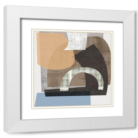Scribble Fabrics II White Modern Wood Framed Art Print with Double Matting by Wang, Melissa