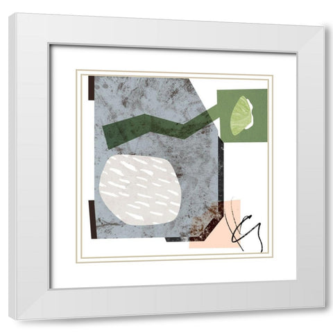 Ocean Stones I White Modern Wood Framed Art Print with Double Matting by Wang, Melissa