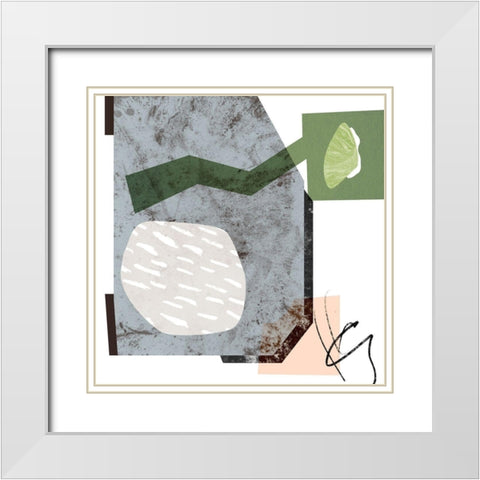 Ocean Stones I White Modern Wood Framed Art Print with Double Matting by Wang, Melissa