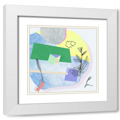 Flower-Field III White Modern Wood Framed Art Print with Double Matting by Wang, Melissa