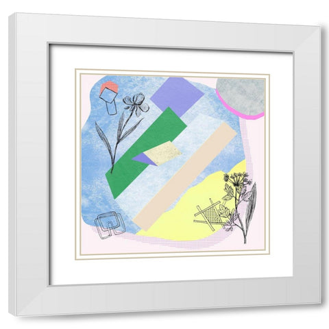 Flower-Field IV White Modern Wood Framed Art Print with Double Matting by Wang, Melissa