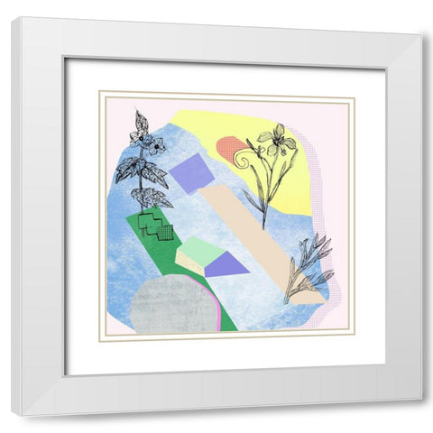 Flower-Field V White Modern Wood Framed Art Print with Double Matting by Wang, Melissa