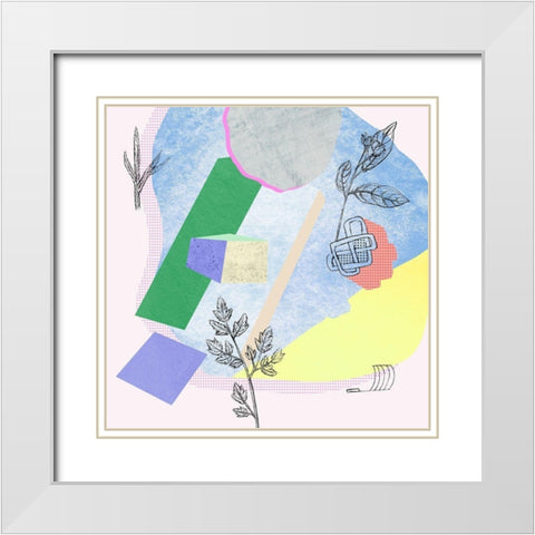 Flower-Field VI White Modern Wood Framed Art Print with Double Matting by Wang, Melissa