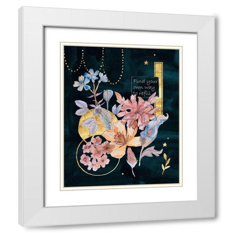 Moonlight Flowers II White Modern Wood Framed Art Print with Double Matting by Wang, Melissa