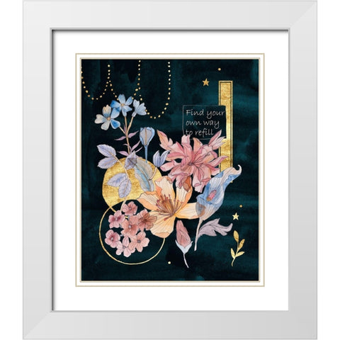 Moonlight Flowers II White Modern Wood Framed Art Print with Double Matting by Wang, Melissa