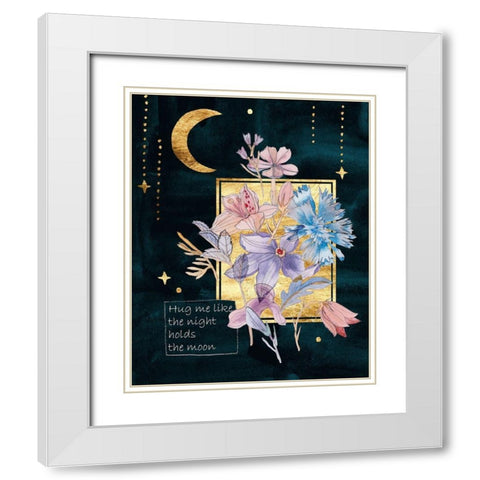 Moonlight Flowers III White Modern Wood Framed Art Print with Double Matting by Wang, Melissa