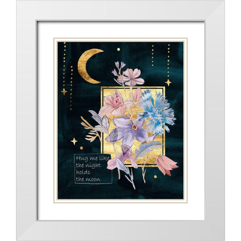 Moonlight Flowers III White Modern Wood Framed Art Print with Double Matting by Wang, Melissa