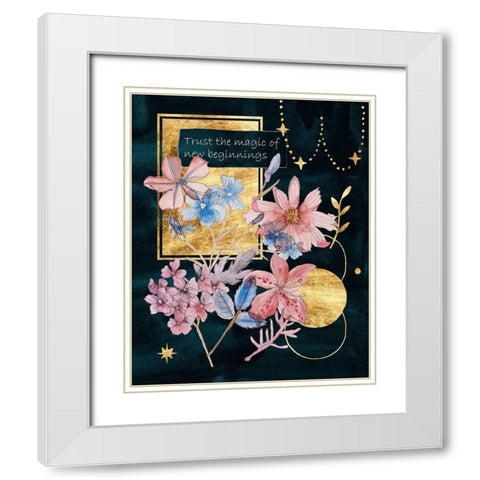 Moonlight Flowers IV White Modern Wood Framed Art Print with Double Matting by Wang, Melissa