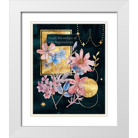 Moonlight Flowers IV White Modern Wood Framed Art Print with Double Matting by Wang, Melissa