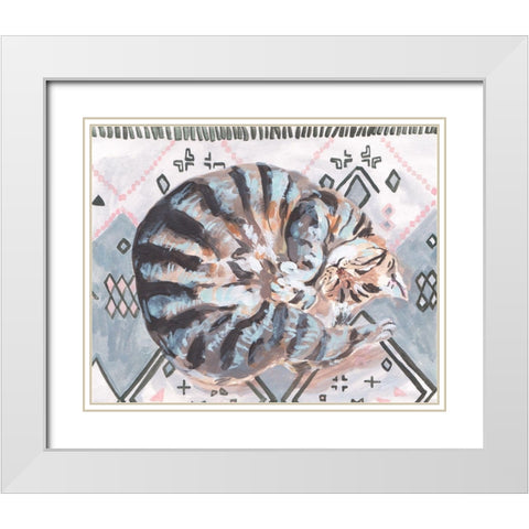 Little Sleepy Head I White Modern Wood Framed Art Print with Double Matting by Wang, Melissa