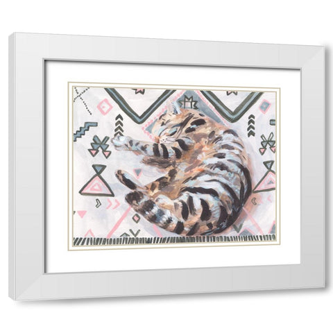 Little Sleepy Head II White Modern Wood Framed Art Print with Double Matting by Wang, Melissa