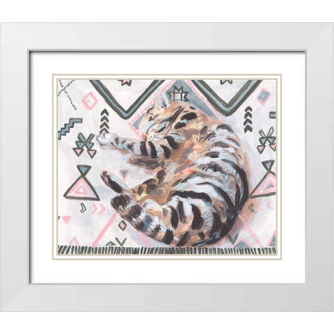 Little Sleepy Head II White Modern Wood Framed Art Print with Double Matting by Wang, Melissa