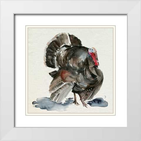 Watercolor Turkey I White Modern Wood Framed Art Print with Double Matting by Parker, Jennifer Paxton
