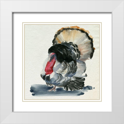 Watercolor Turkey II White Modern Wood Framed Art Print with Double Matting by Parker, Jennifer Paxton