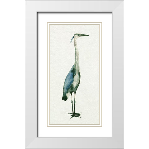 Deep Blue Heron I White Modern Wood Framed Art Print with Double Matting by Caroline, Emma