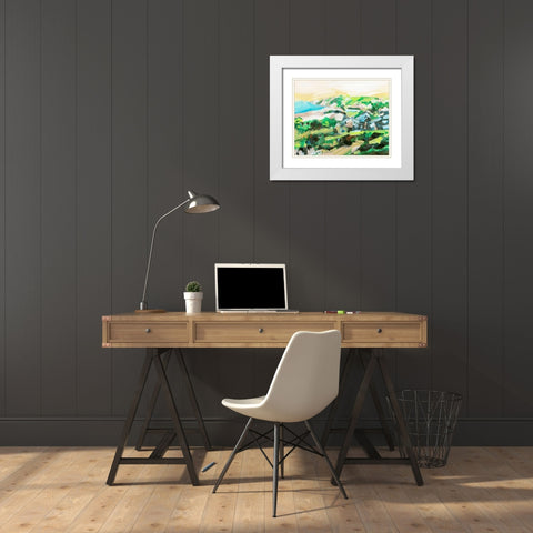 Spring Village I White Modern Wood Framed Art Print with Double Matting by Wang, Melissa