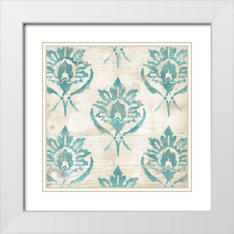 Serene Cerulean III White Modern Wood Framed Art Print with Double Matting by Vess, June Erica