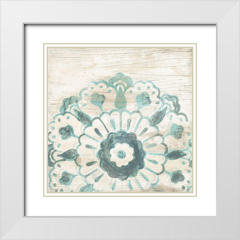 Serene Cerulean IV White Modern Wood Framed Art Print with Double Matting by Vess, June Erica