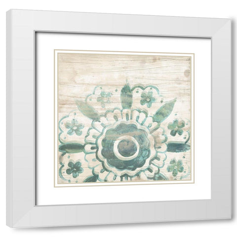 Serene Cerulean VI White Modern Wood Framed Art Print with Double Matting by Vess, June Erica