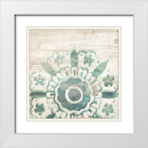 Serene Cerulean VI White Modern Wood Framed Art Print with Double Matting by Vess, June Erica