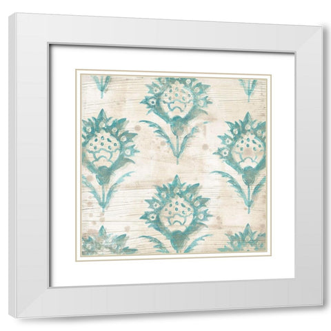 Serene Cerulean VII White Modern Wood Framed Art Print with Double Matting by Vess, June Erica
