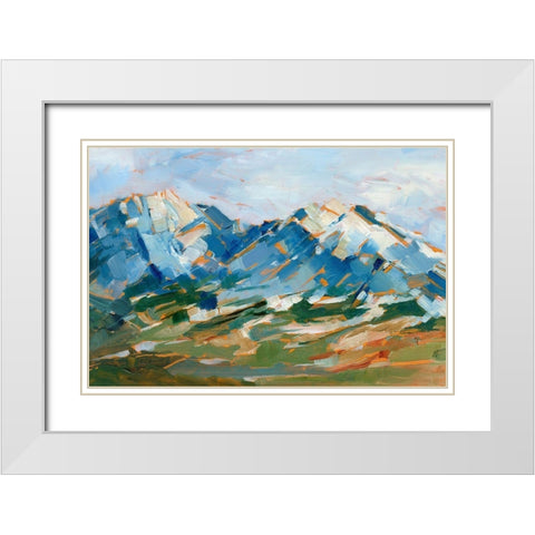 Blue Mountain Peaks I White Modern Wood Framed Art Print with Double Matting by Harper, Ethan