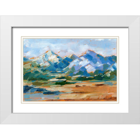 Blue Mountain Peaks II White Modern Wood Framed Art Print with Double Matting by Harper, Ethan