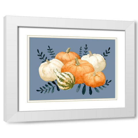 Autumn Orange And Blues I White Modern Wood Framed Art Print with Double Matting by Caroline, Emma