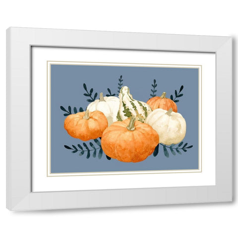 Autumn Orange And Blues II White Modern Wood Framed Art Print with Double Matting by Caroline, Emma