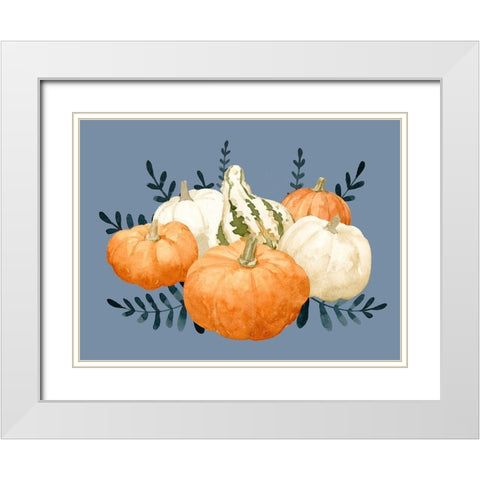 Autumn Orange And Blues II White Modern Wood Framed Art Print with Double Matting by Caroline, Emma