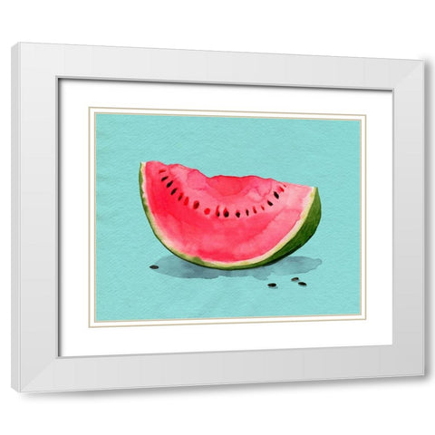 Summer Watermelon I White Modern Wood Framed Art Print with Double Matting by Popp, Grace