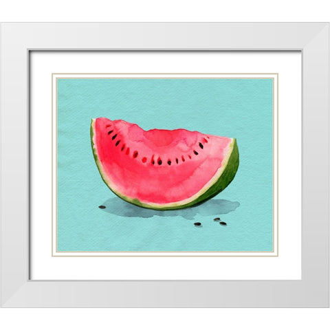 Summer Watermelon I White Modern Wood Framed Art Print with Double Matting by Popp, Grace