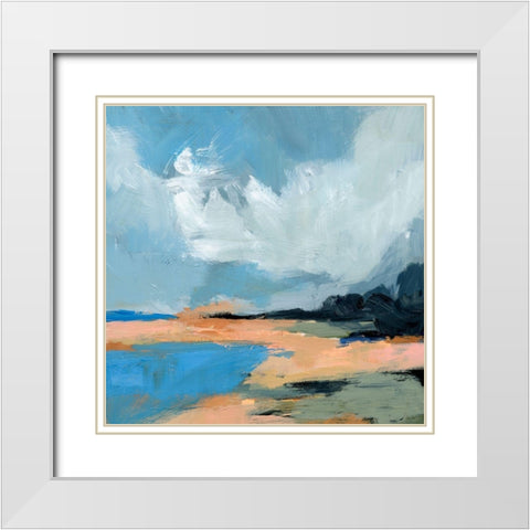 Blue Inlet II White Modern Wood Framed Art Print with Double Matting by Barnes, Victoria