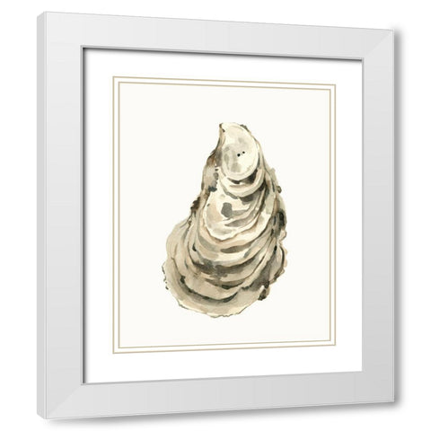 Neutral Oyster Study I White Modern Wood Framed Art Print with Double Matting by Caroline, Emma