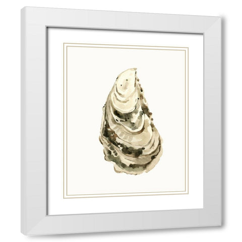 Neutral Oyster Study III White Modern Wood Framed Art Print with Double Matting by Caroline, Emma