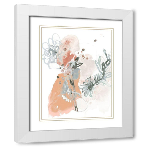 Petal Drift I White Modern Wood Framed Art Print with Double Matting by Vess, June Erica