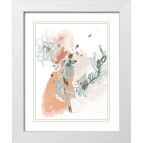 Petal Drift I White Modern Wood Framed Art Print with Double Matting by Vess, June Erica