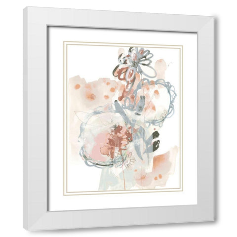 Petal Drift II White Modern Wood Framed Art Print with Double Matting by Vess, June Erica