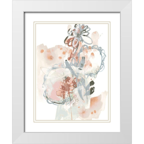 Petal Drift II White Modern Wood Framed Art Print with Double Matting by Vess, June Erica