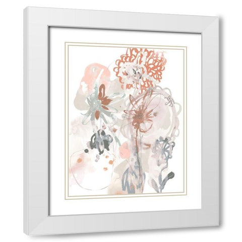 Petal Drift III White Modern Wood Framed Art Print with Double Matting by Vess, June Erica