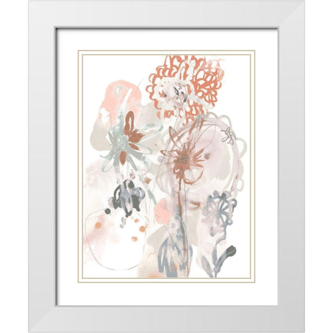 Petal Drift III White Modern Wood Framed Art Print with Double Matting by Vess, June Erica