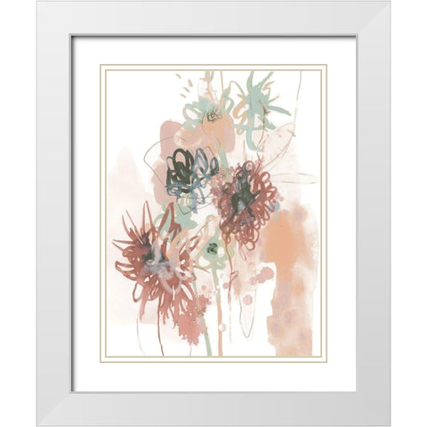 Petal Drift IV White Modern Wood Framed Art Print with Double Matting by Vess, June Erica