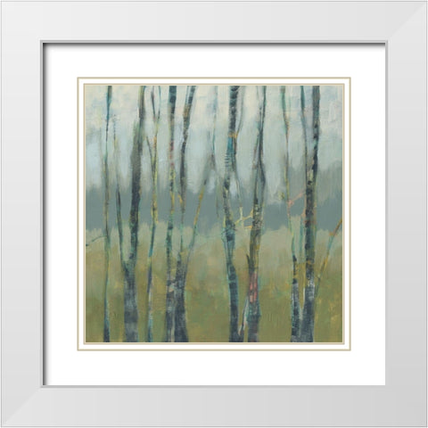 Custom Transitional Treeline I White Modern Wood Framed Art Print with Double Matting by Goldberger, Jennifer