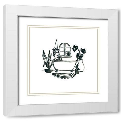 Parisian Bath Sketches I White Modern Wood Framed Art Print with Double Matting by Vess, June Erica