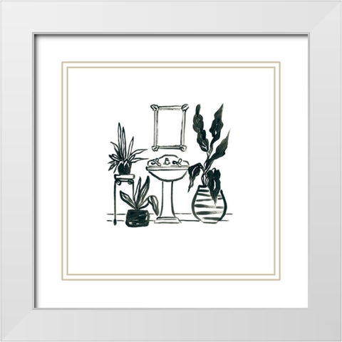 Parisian Bath Sketches III White Modern Wood Framed Art Print with Double Matting by Vess, June Erica