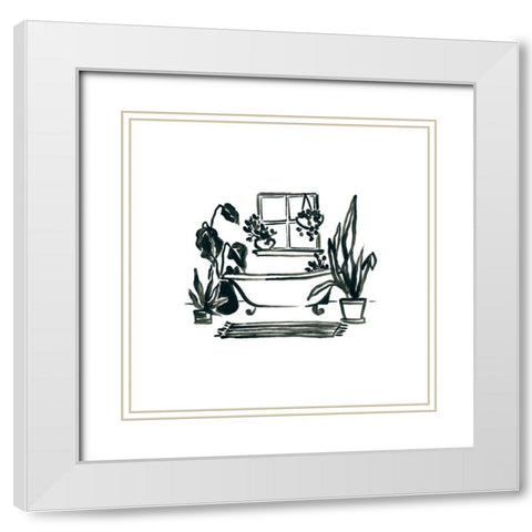 Parisian Bath Sketches IV White Modern Wood Framed Art Print with Double Matting by Vess, June Erica