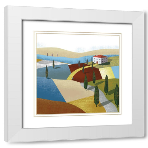 Illustrated Italian Landscape I White Modern Wood Framed Art Print with Double Matting by Arctic Frame