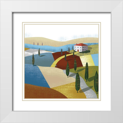 Illustrated Italian Landscape I White Modern Wood Framed Art Print with Double Matting by Arctic Frame