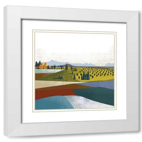Illustrated Italian Landscape II White Modern Wood Framed Art Print with Double Matting by Arctic Frame